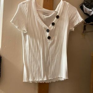 White button up crop top AE